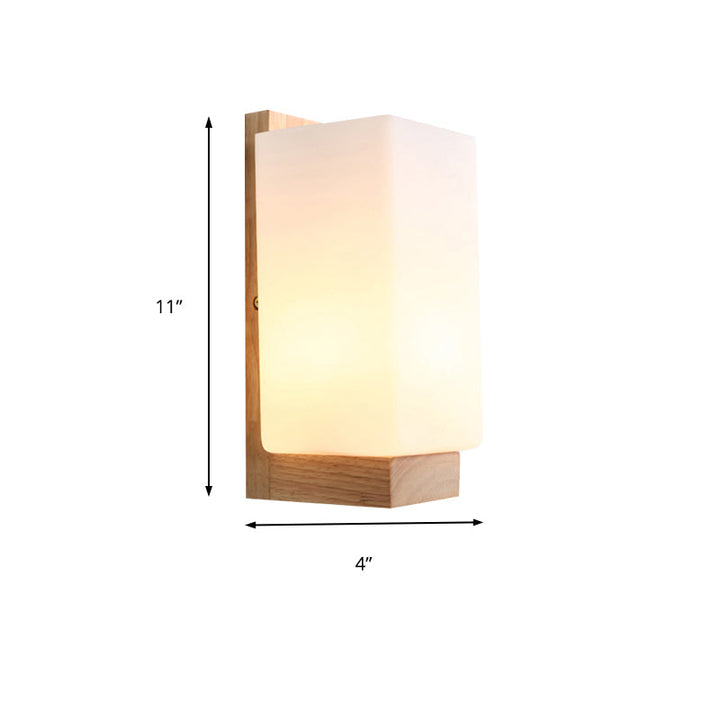 Japansk stil kuboid vegglampe med ett lys frosted glass veggbelysning i hvitt for kontor hotell | Skanto
