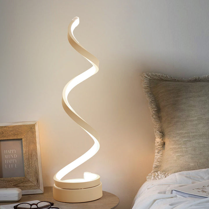SpiraLuxe – Moderne LED Bordlampe med Spiral Design Skanto