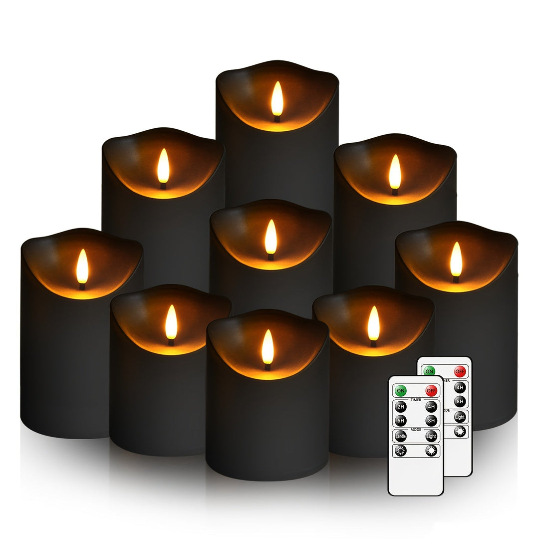 Skanto | GlowLuxe Flameless LED Lys Sett (9-delt) – Med Fjernkontroll og Glitterfinish