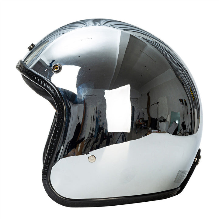Retro Chrome Motorsykkelhjelm Skanto