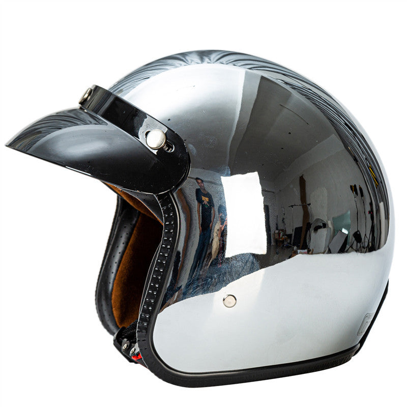 Retro Chrome Motorsykkelhjelm Skanto