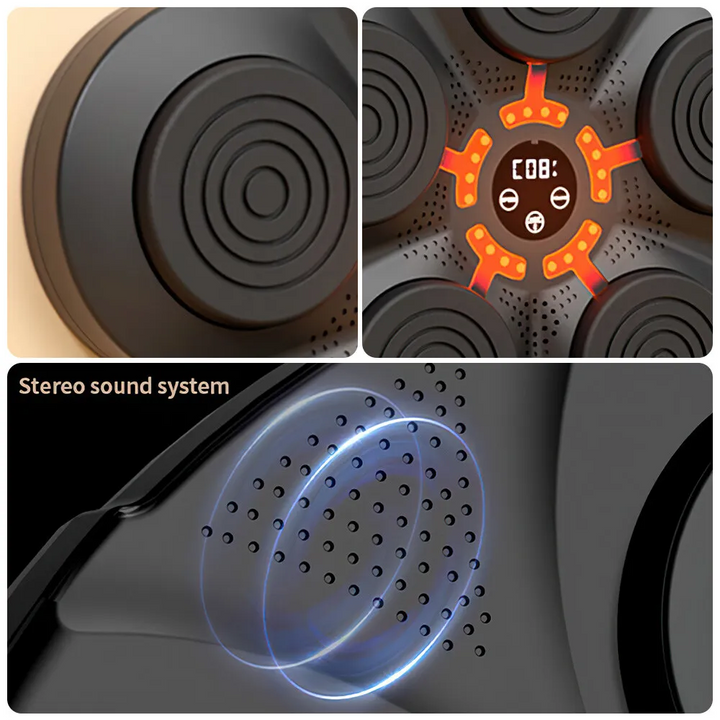 Skanto | RhythmBox Veggtrener – Smart Bluetooth Boksemaskin med Musikk & LED Reaksjon