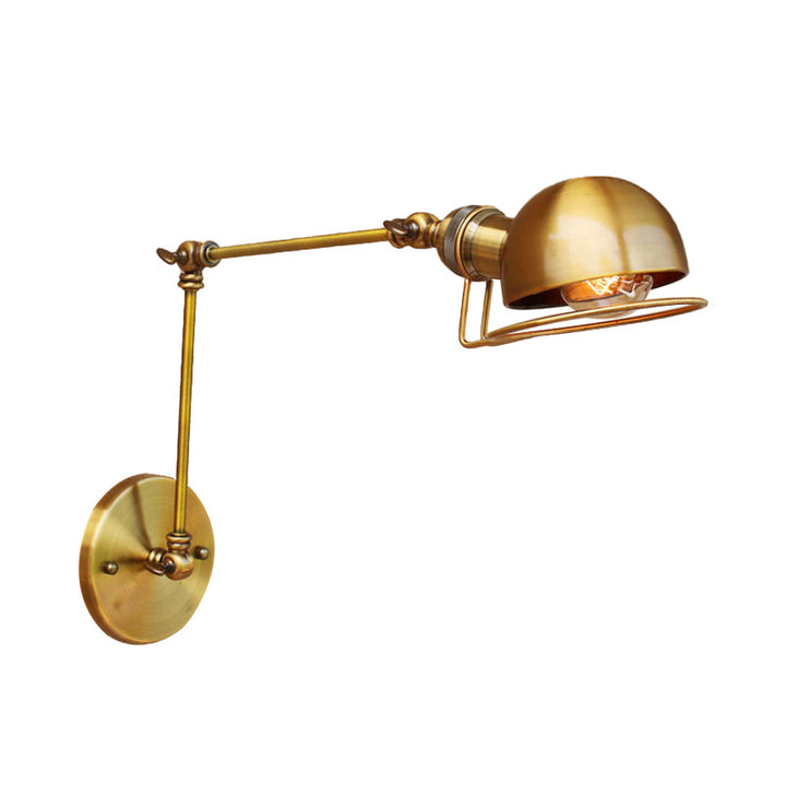 Vintage industriell bollevegglampe, 1 lys, jernvegglampe med svingarm i svart/metall