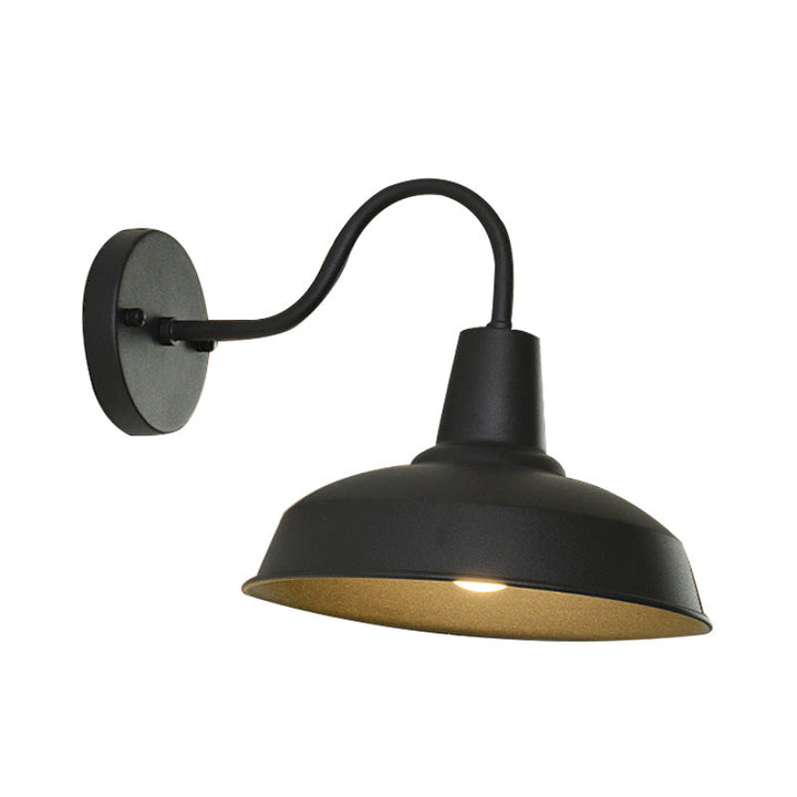 Farmhouse Låve Vegglampe Belysning 1 Pære Metallisk Vegglampe med Gåsehalsarm i Svart til Veranda | Skanto