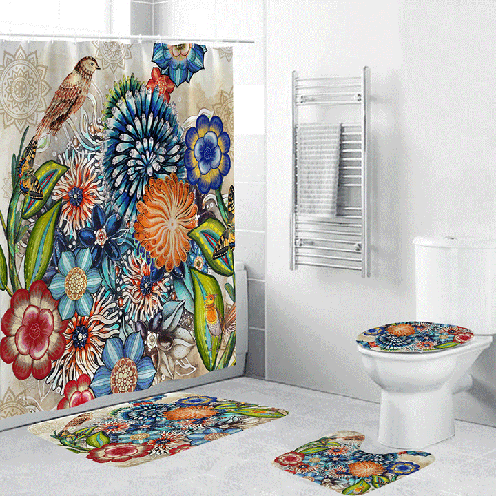 Kunstnerisk Floral Bade Dekor Sett Skanto