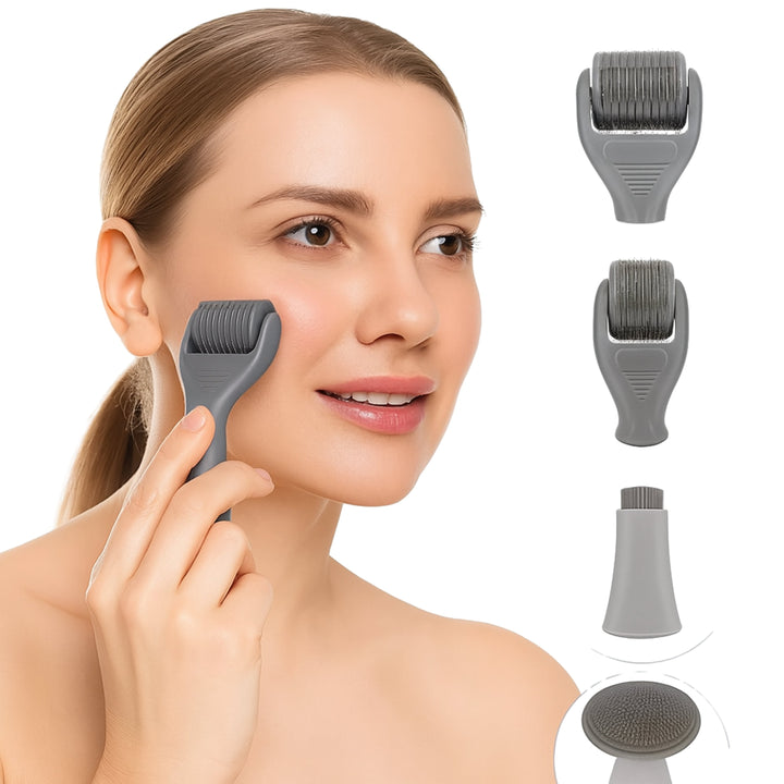 DermaGlow Microneedling Derma Roller Kit – Anti-Aging – Titannåler – Hjemmeskincare for Kvinner Skanto