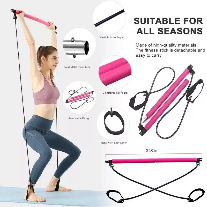 Skanto | Multi-Funksjonell Pilates Bar – Hjemmegym & Motstandstrening Kit
