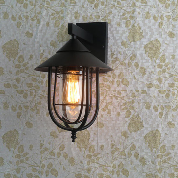 Vintage industriell vegglampe i jern for innendørs og utendørs bruk, 1 lyspære
