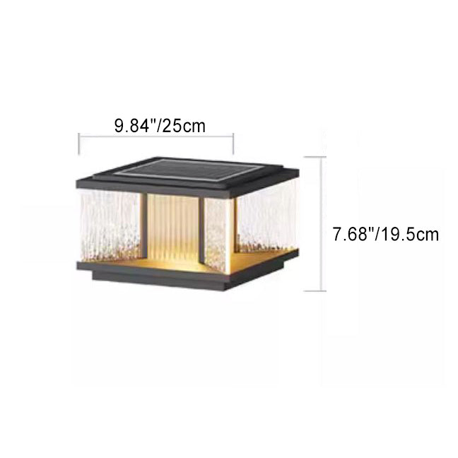Moderne Enkelhet Aluminium Firkantet Vannbølget Glass LED Vanntett Sol Post Lampe Plen Lys For Hage | Skanto