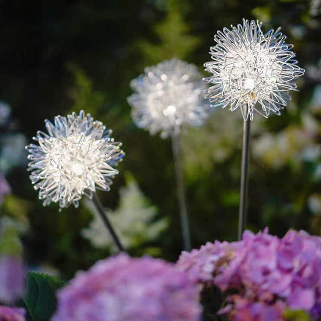 Solar Dandelion Aluminiumtråd Globe Lys LED Utendørs Vanntett Luminøs Hageinnsetting Bakkelys Landskapslys | Skanto
