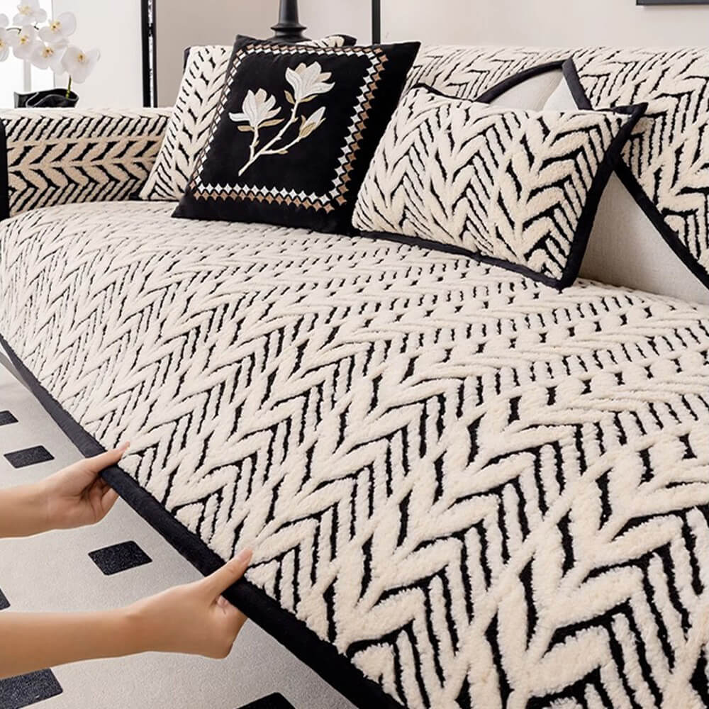 Premium Varm Hveteøre Plush Anti-Slip Sofa Deksel | Skanto