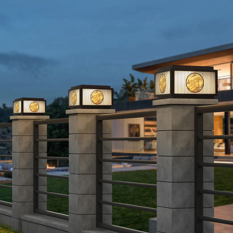 Moderne minimalistiske solvanntette firkantede aluminiums glass LED post hodelys for hage | Skanto