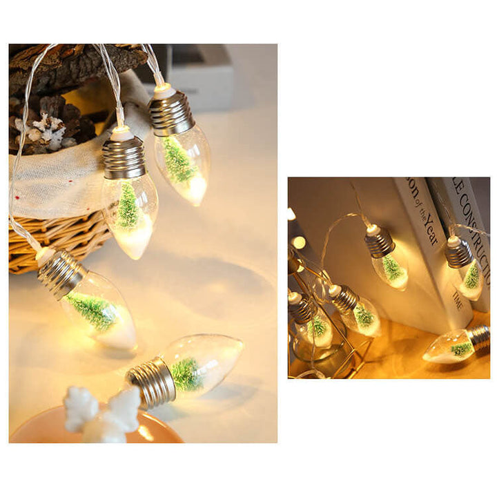 Skanto | LED Ønskebottle Glødelampe Juletre Snø Batteriboks Dekorativ Snorlys