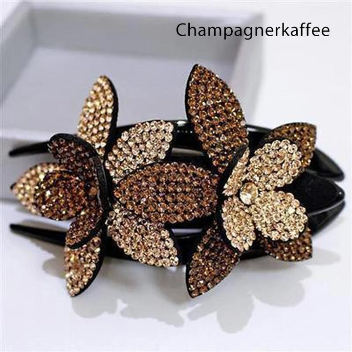 Skanto | Rhinestone Dobbel Blomst Hårklemme