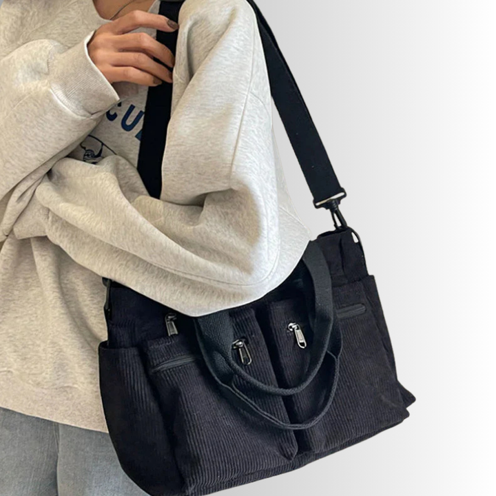Skanto | Urban Cord Tote Stilig Corduroy Skulderveske – Romslig, Lettvint & Funksjonell Hverdagstote