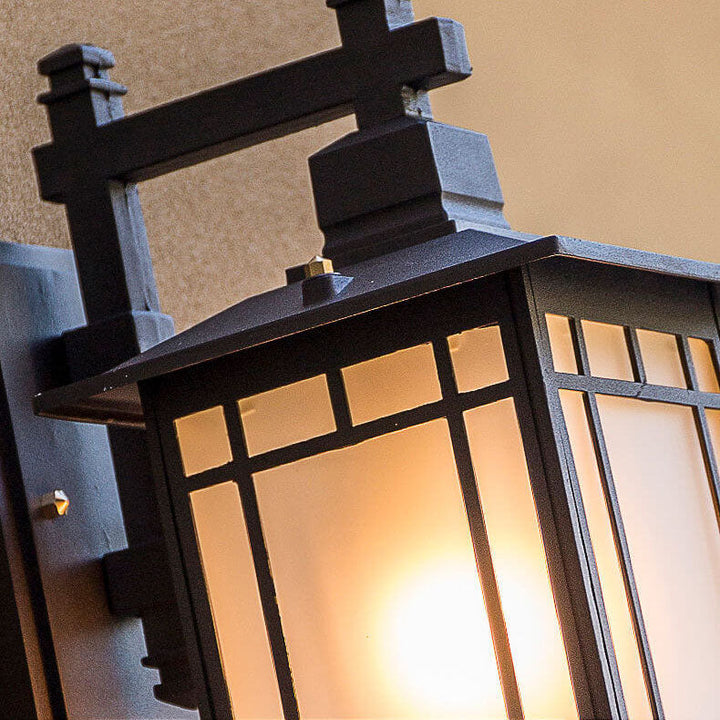 Moderne vanntette solcelle aluminiums kinesisk paviljong form 1-ledd vegglampe | Skanto