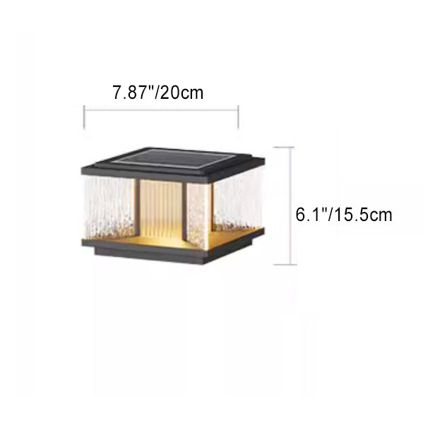 Moderne Enkelhet Aluminium Firkantet Vannbølget Glass LED Vanntett Sol Post Lampe Plen Lys For Hage | Skanto