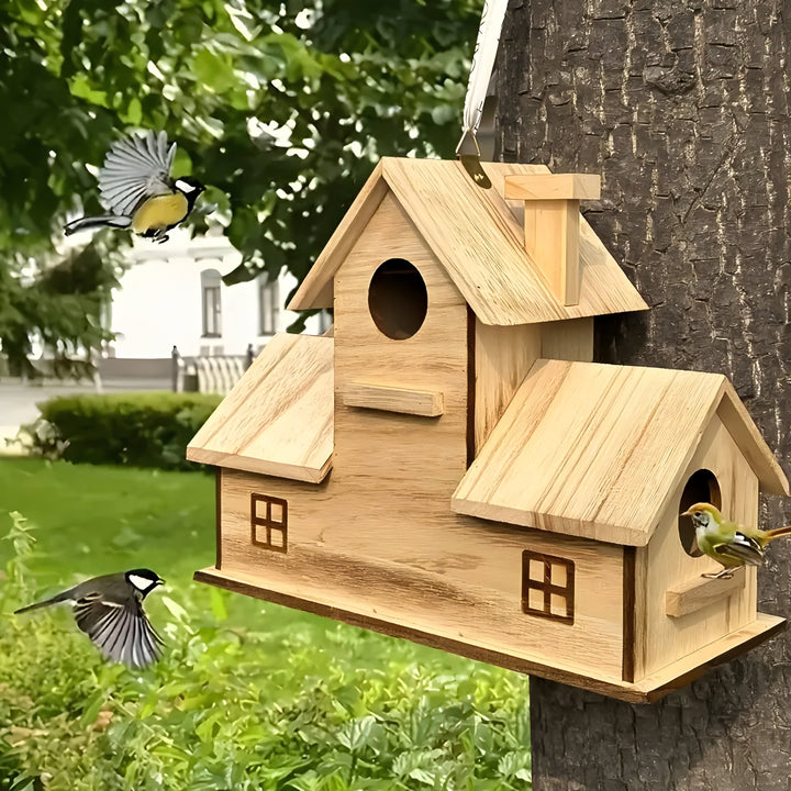 WoodlandBird Hus- Tre Hulls Hengefuglehus med 3-Hull | Skanto
