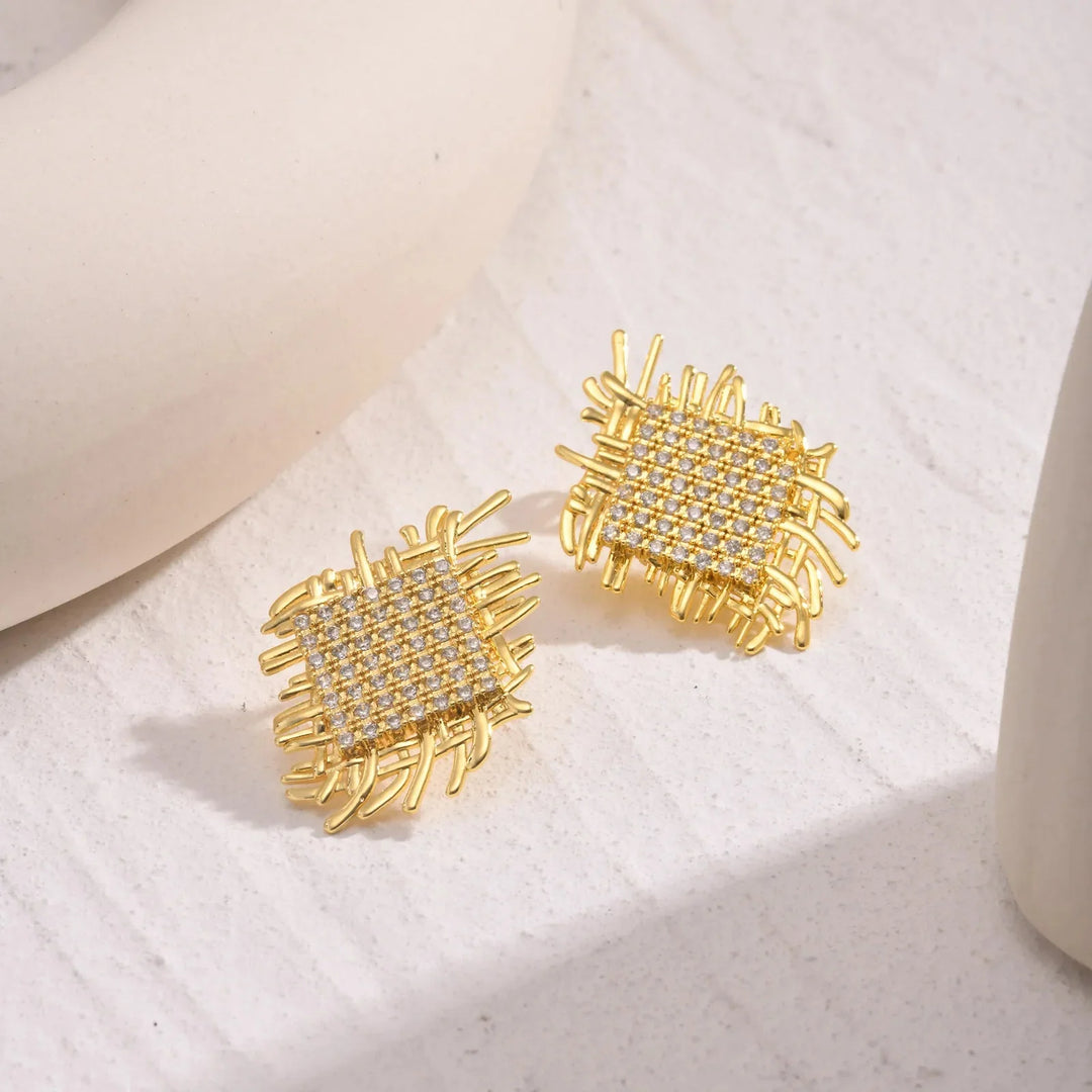 Skanto | 14k Fletta Diamant Firkantede Øredobber