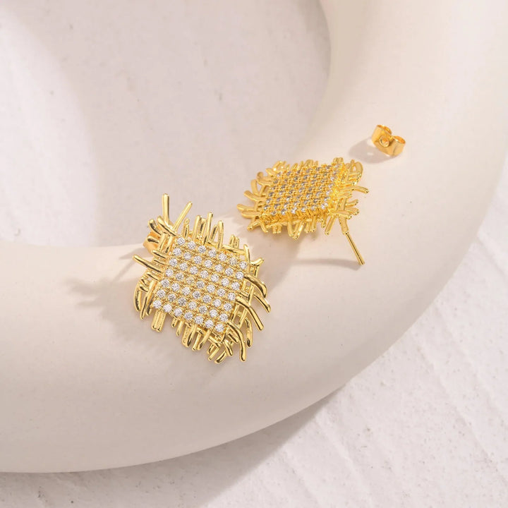 Skanto | 14k Fletta Diamant Firkantede Øredobber