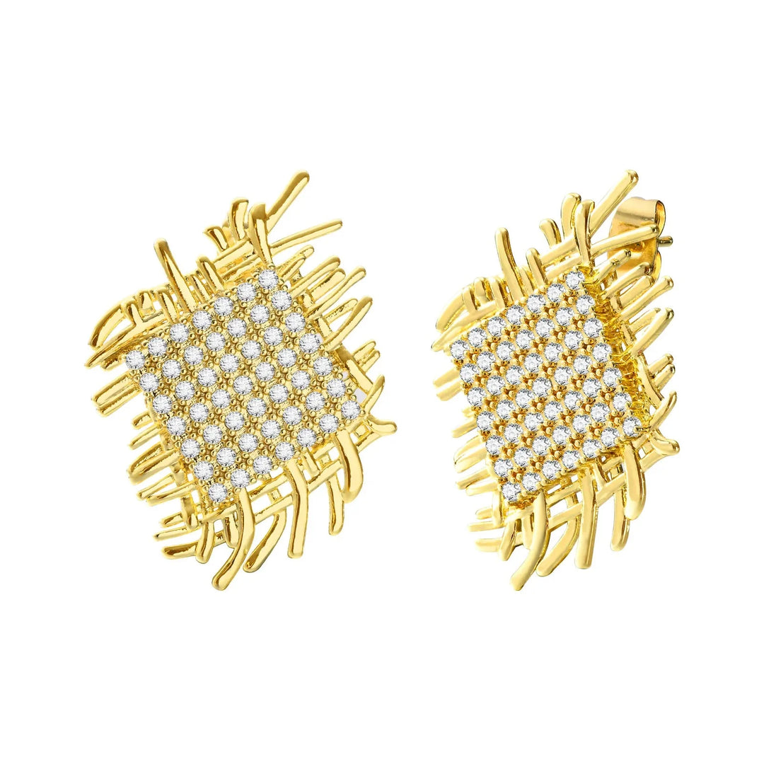 Skanto | 14k Fletta Diamant Firkantede Øredobber