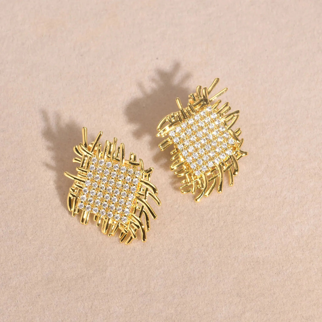 Skanto | 14k Fletta Diamant Firkantede Øredobber