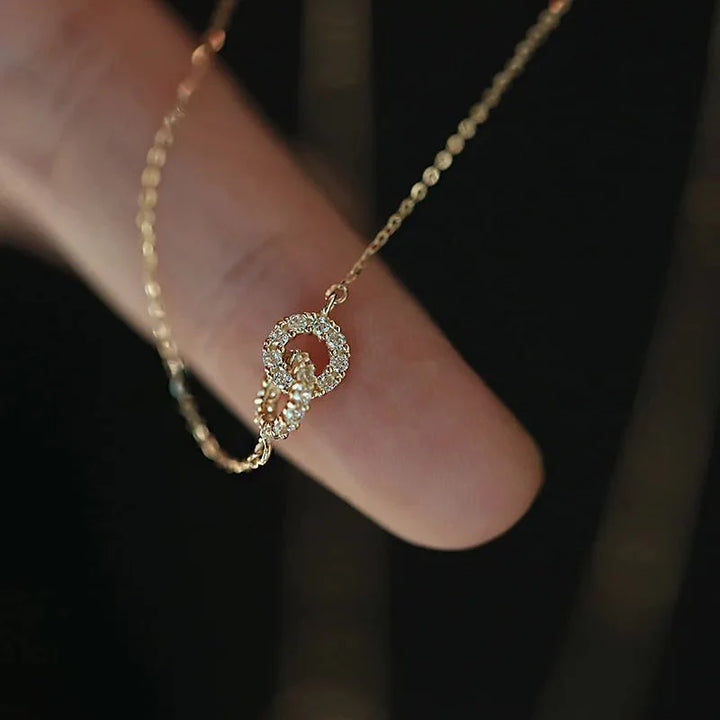 Skanto | 14K S925 Sammenflettede Diamant Sirkler Halskjede