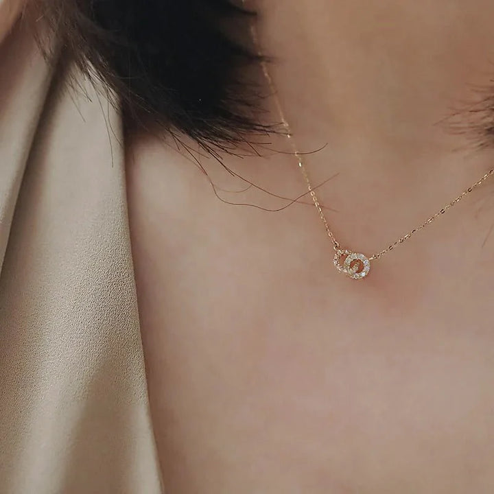 Skanto | 14K S925 Sammenflettede Diamant Sirkler Halskjede