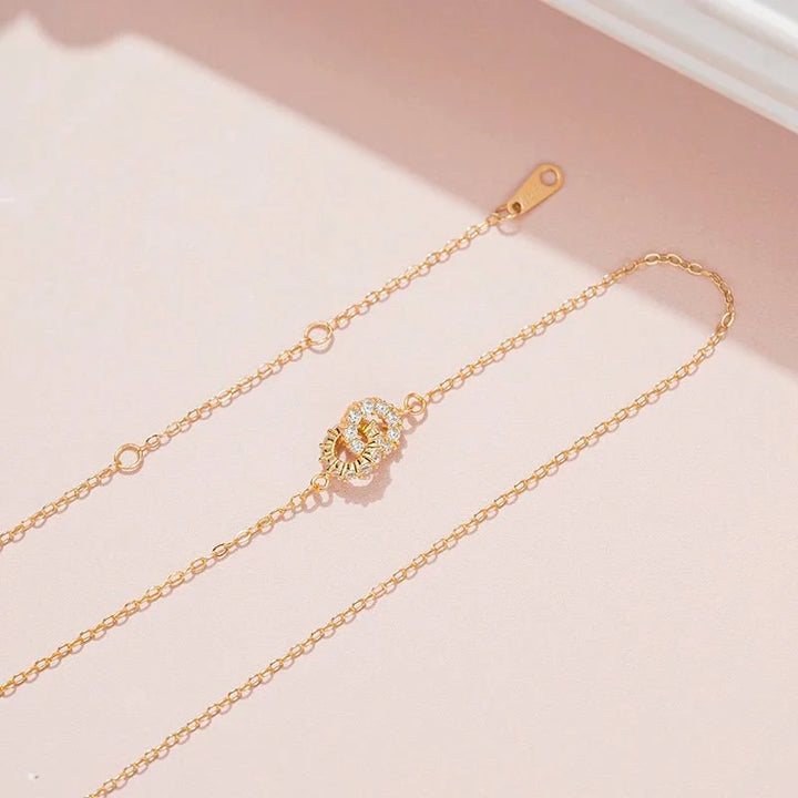 Skanto | 14K S925 Sammenflettede Diamant Sirkler Halskjede