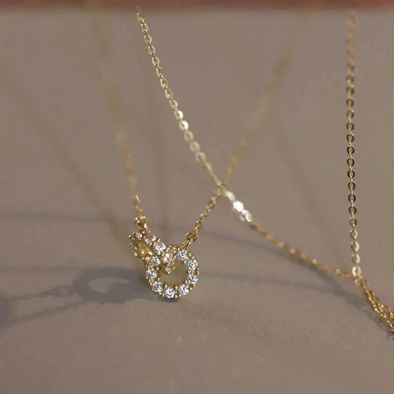 Skanto | 14K S925 Sammenflettede Diamant Sirkler Halskjede