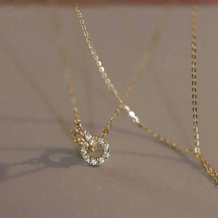Skanto | 14K S925 Sammenflettede Diamant Sirkler Halskjede