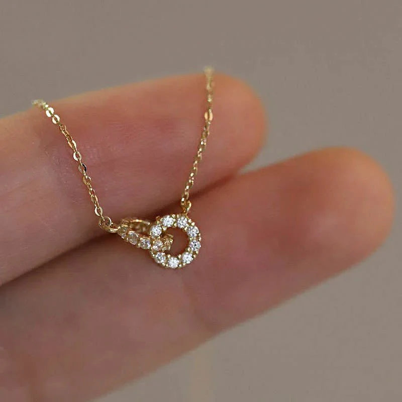 Skanto | 14K S925 Sammenflettede Diamant Sirkler Halskjede