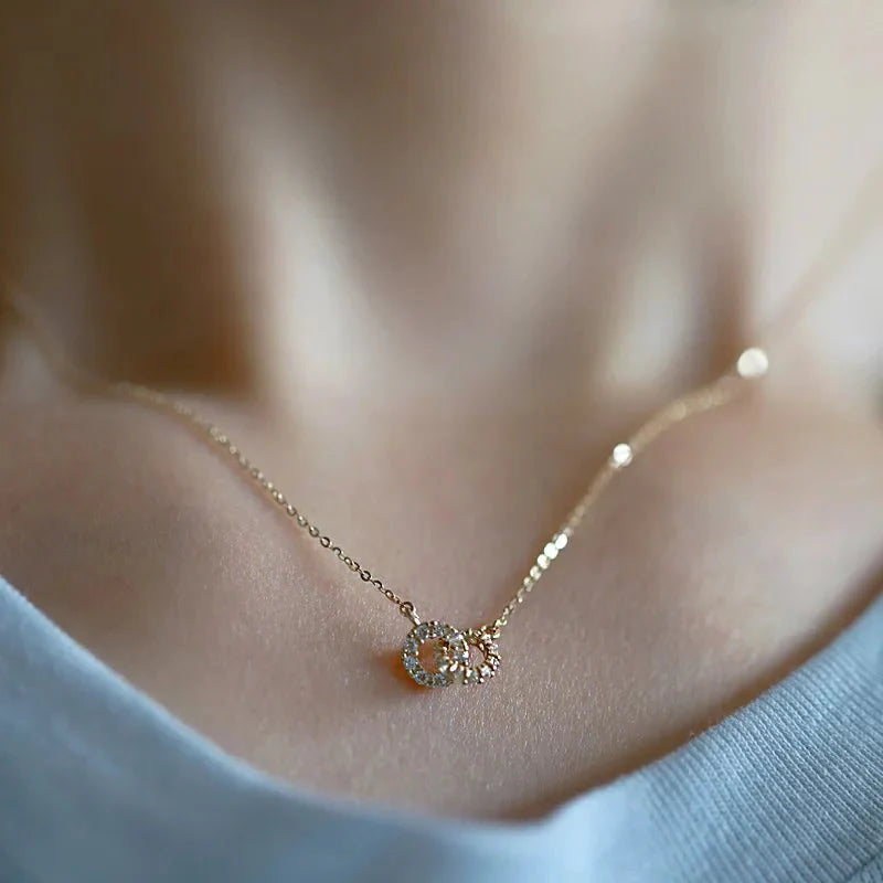 Skanto | 14K S925 Sammenflettede Diamant Sirkler Halskjede