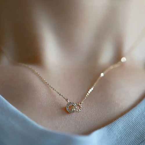 Skanto | 14K S925 Sammenflettede Diamant Sirkler Halskjede