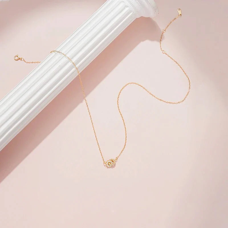 Skanto | 14K S925 Sammenflettede Diamant Sirkler Halskjede