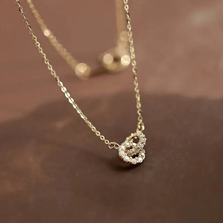 Skanto | 14K S925 Sammenflettede Diamant Sirkler Halskjede
