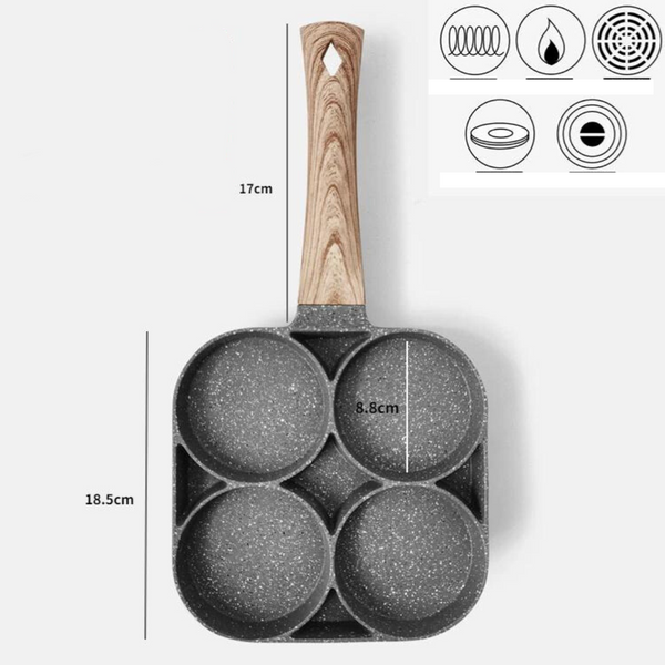 QuickCook - Stekepanne med flere seksjoner og gjennomsiktig håndtak Skanto