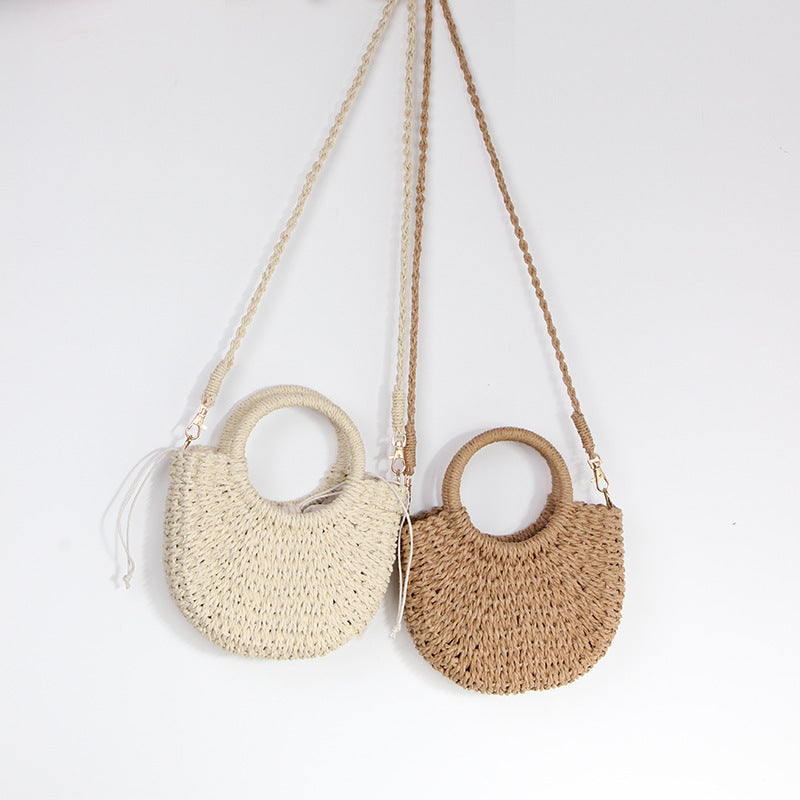 Braided mini handbag with round handles Skanto