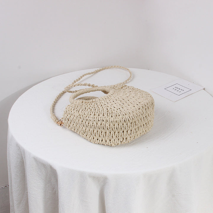 Braided mini handbag with round handles Skanto
