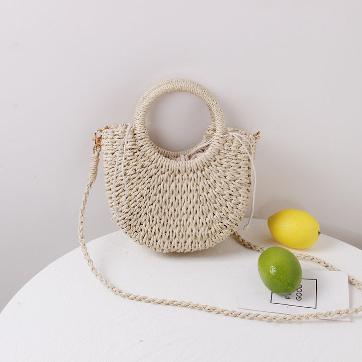 Braided mini handbag with round handles Skanto