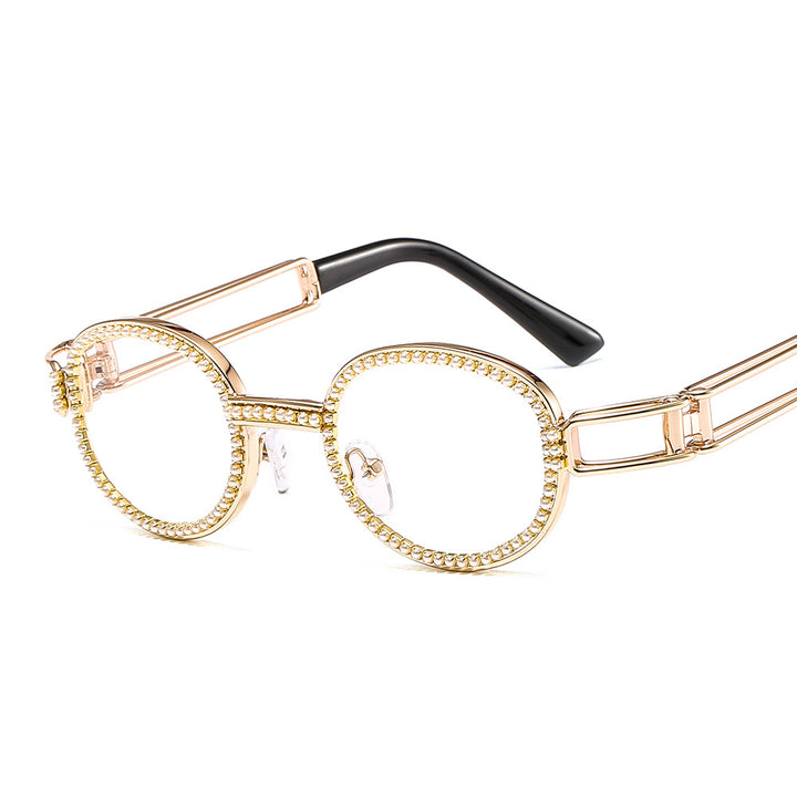 Dame moteriktig solbrille med glamorøs ramme Skanto