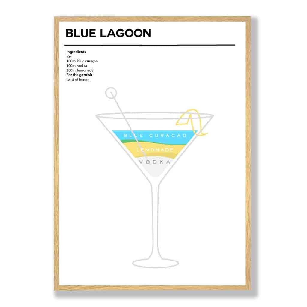 Blå Lagune - Minimalistisk Cocktailplakat