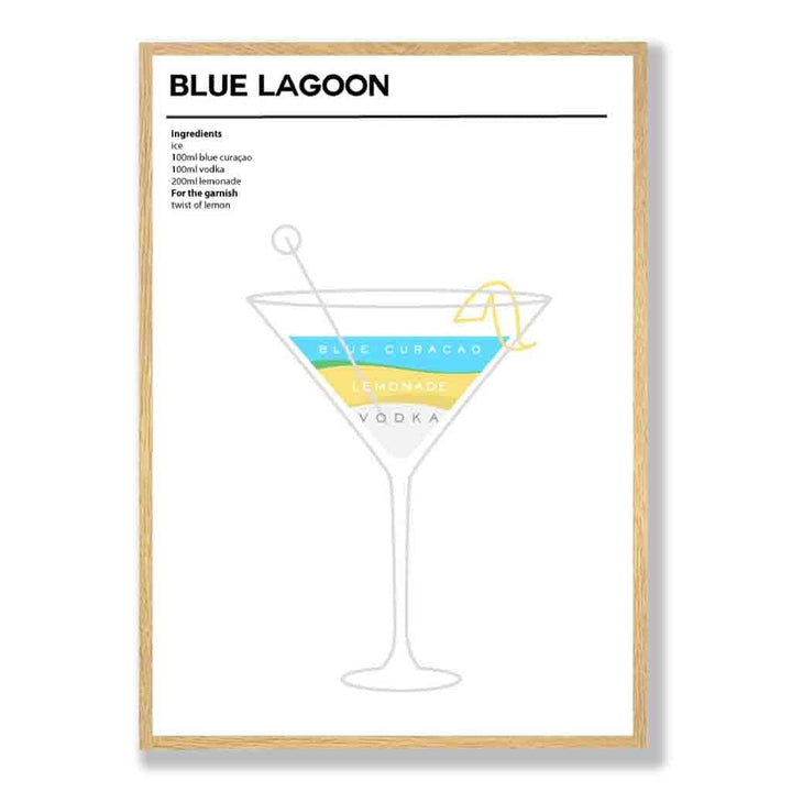 Blå Lagune - Minimalistisk Cocktailplakat