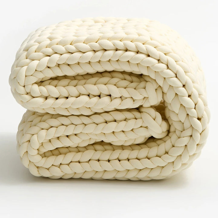 Chunky Knit Throw Håndlaget Vektet Teppe - SUPER KOSY & BEROLIGENDE TEPPE Skanto