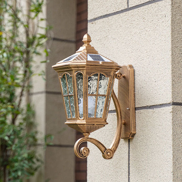 Europeisk sol utendørs lanterne aluminium glass vanntett 1-lykt vegg lampe | Skanto