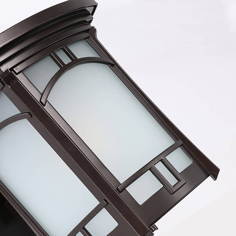 Moderne firkantet aluminiums glass utskåret 1-lampe utendørs vanntett vegglampe | Skanto