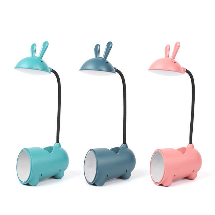 Norvo | BunnyGlow Kreativ LED Berøringslampe med Penneholder | USB Lading | Skrivebordslampe | Barneromsdekor