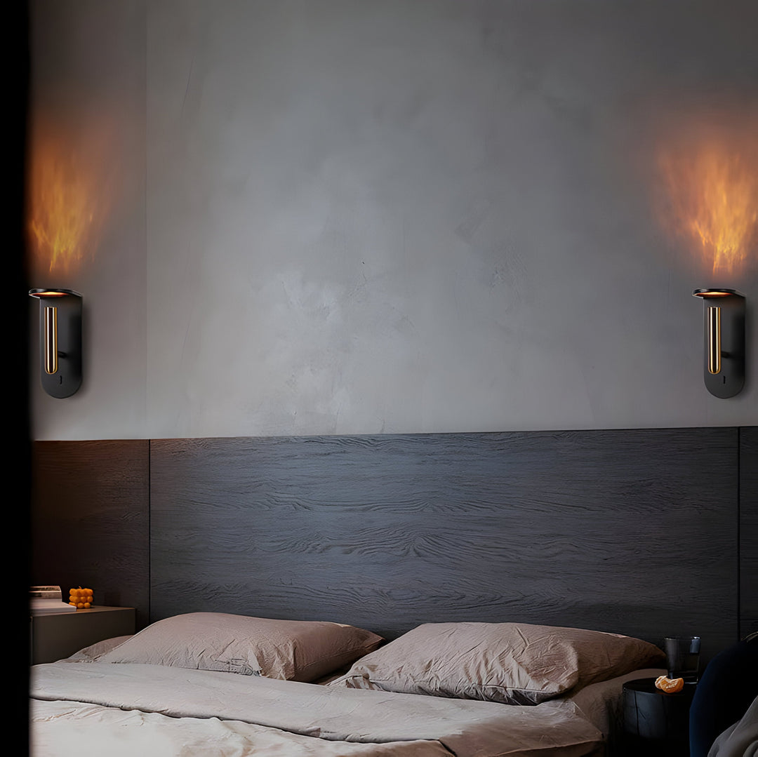 Justerbar nordisk LED-vegglampe med flammeeffekt Skanto