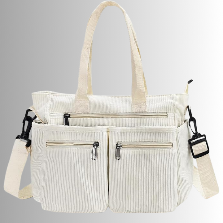Skanto | Urban Cord Tote Stilig Corduroy Skulderveske – Romslig, Lettvint & Funksjonell Hverdagstote