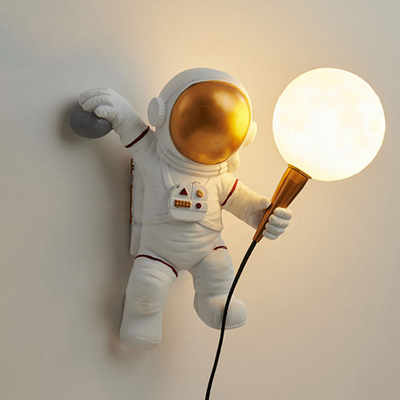 Norvo | Moderne Kreativ Tegneserie Astronaut Harpiks ABS 1-Lyskilde Vegglampe for Soverom